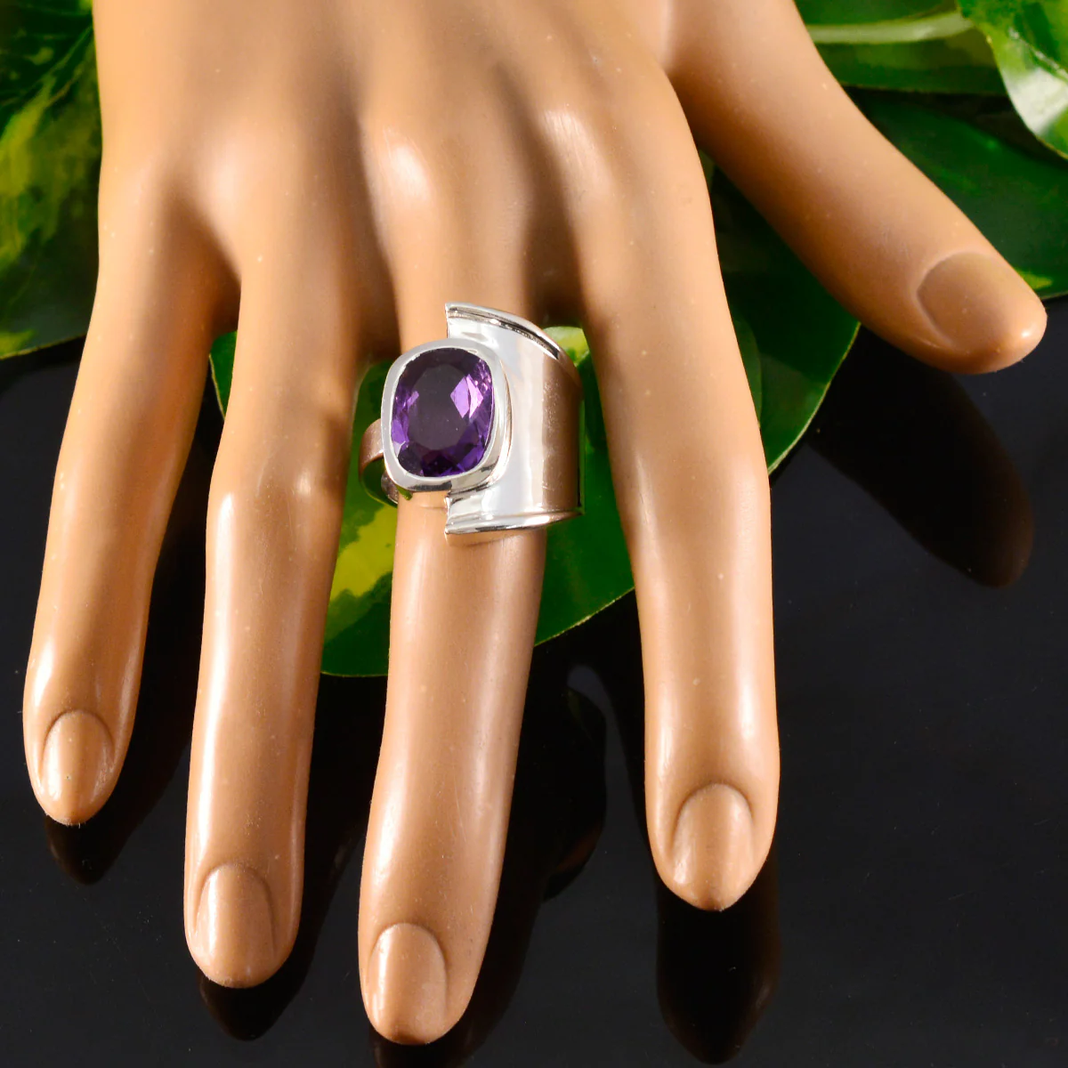 Amethyst Solitaire African Silver Purple Gemstones Essential Contemporary Ring Jewelry - Image 5