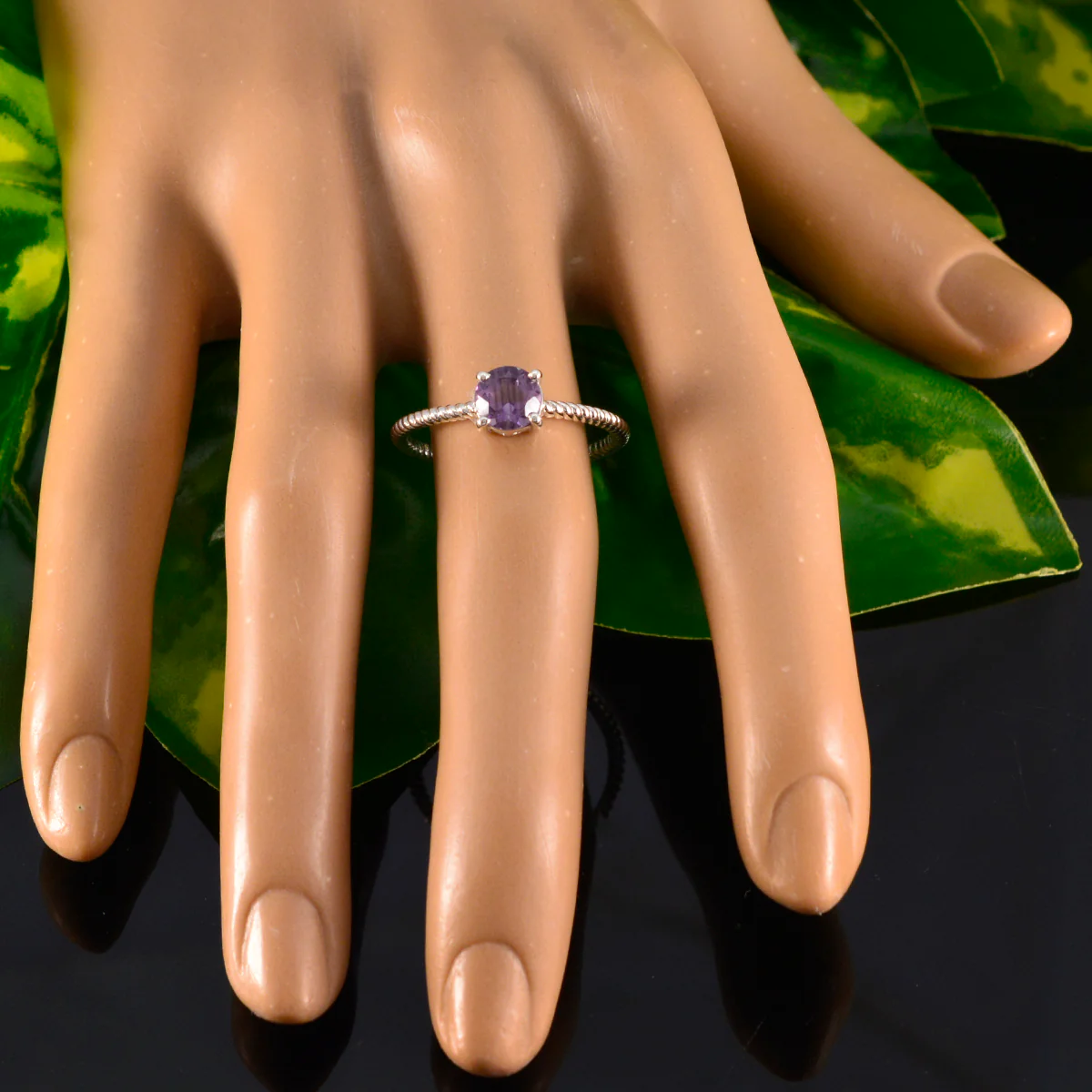 Amethyst Solitaire American 925 Silver Purple Gemstones Delicate Twist Ring Jewelry - Image 5