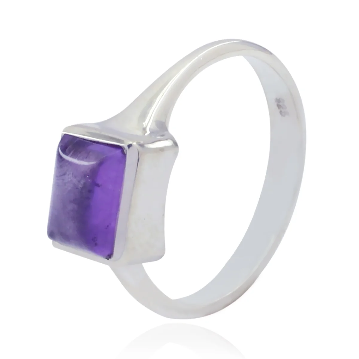 Amethyst Solitaire American 925 Silver Purple Gemstones Whisper-thin Contemporary Ring Jewelry - Image 3