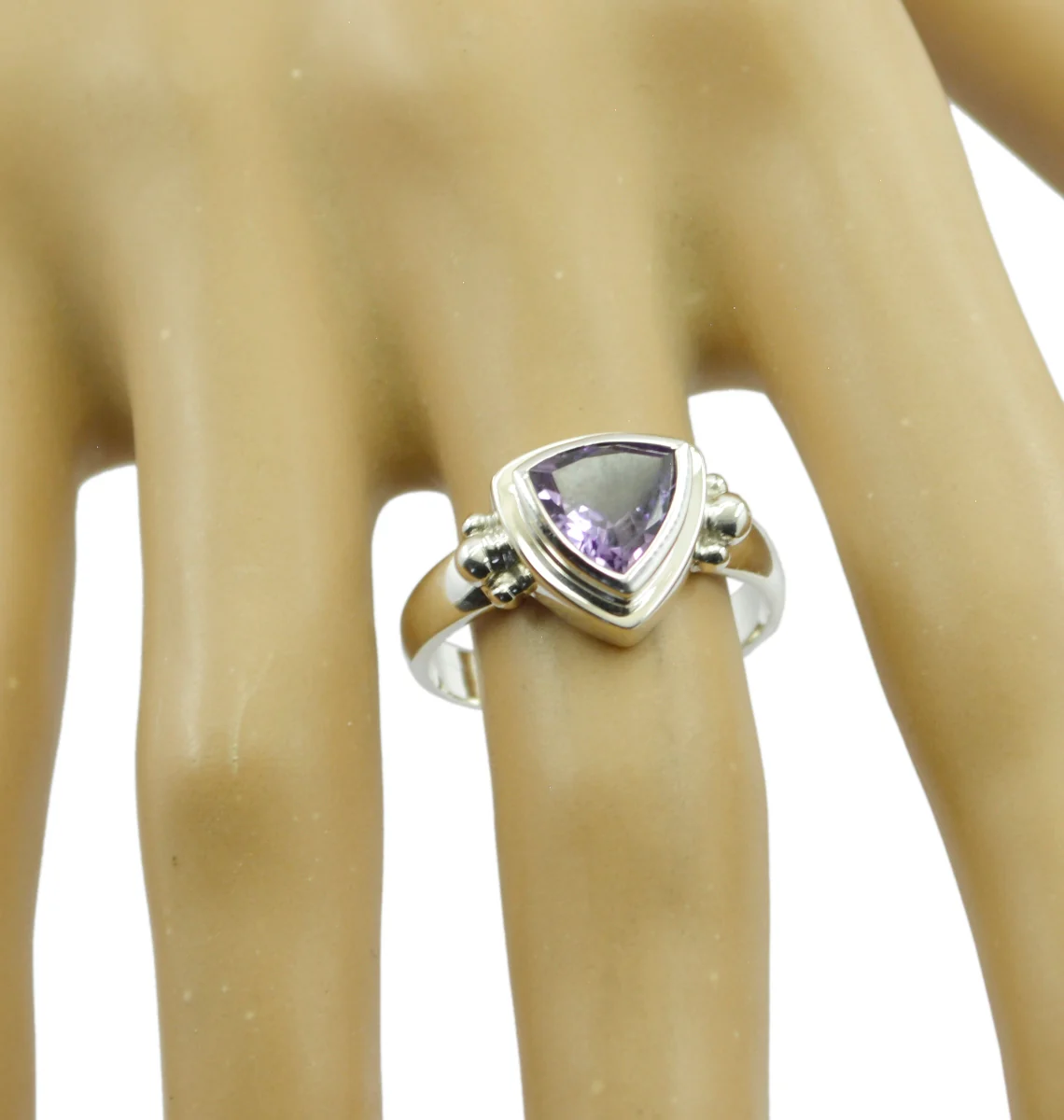 Amethyst Solitaire Australian Silver Purple Gemstones Slim Artisan Ring Jewelry - Image 3
