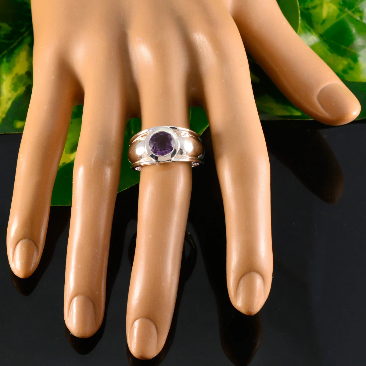 Amethyst Solitaire Egyptian 92.5 Silver Purple Gems Classic Abstract Ring Jewellery - Image 5
