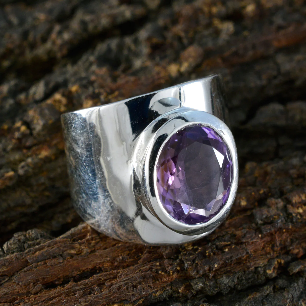 Amethyst Solitaire Egyptian 92.5 Silver Purple Gemstone Versatile Armor Ring Jewelry - Image 4