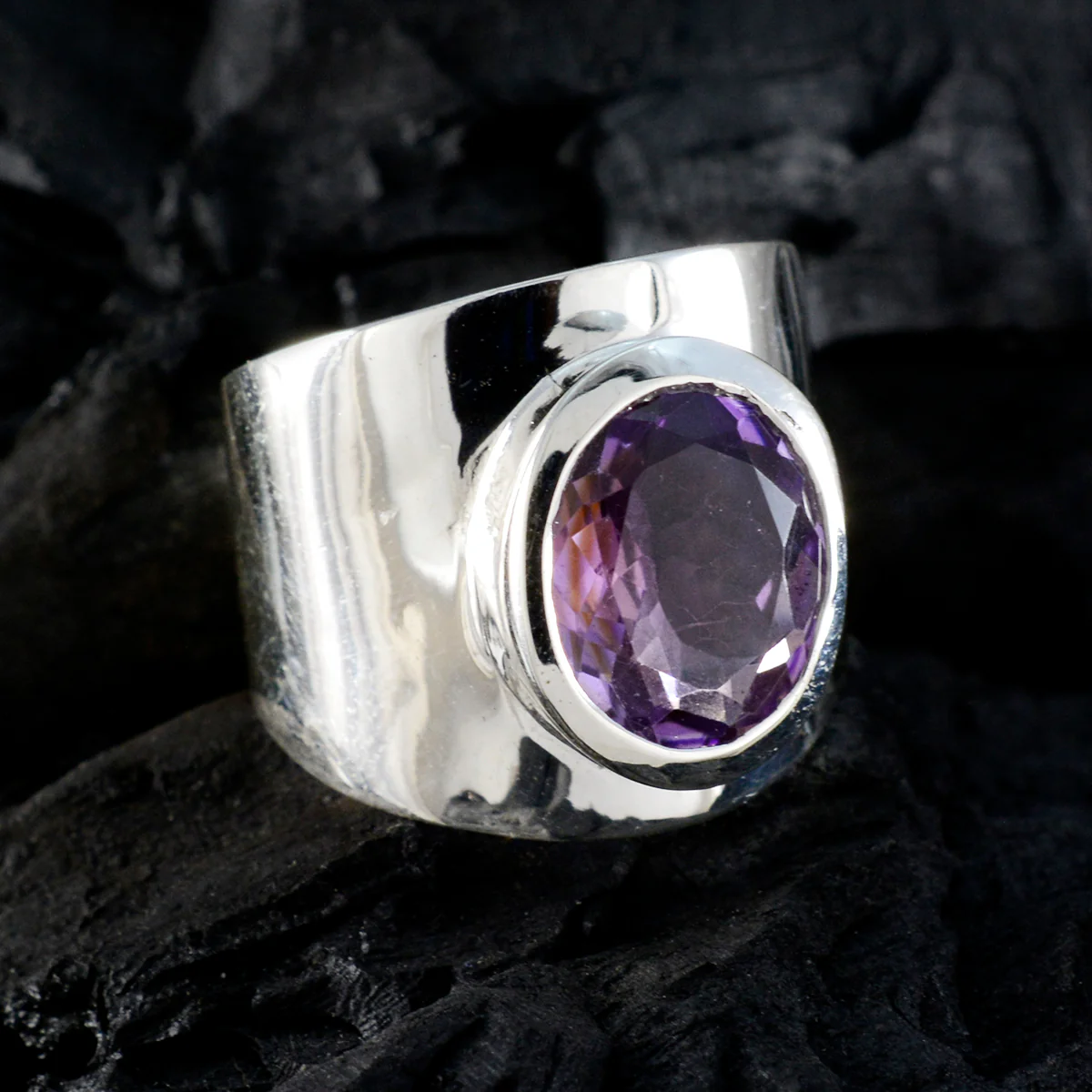 Amethyst Solitaire Egyptian 92.5 Silver Purple Gemstone Versatile Armor Ring Jewelry - Image 5