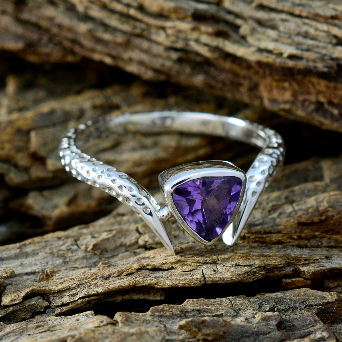 Amethyst Solitaire Egyptian 925 Silver Purple Gemstone Whisper-thin Retro Ring Jewelry - Image 3