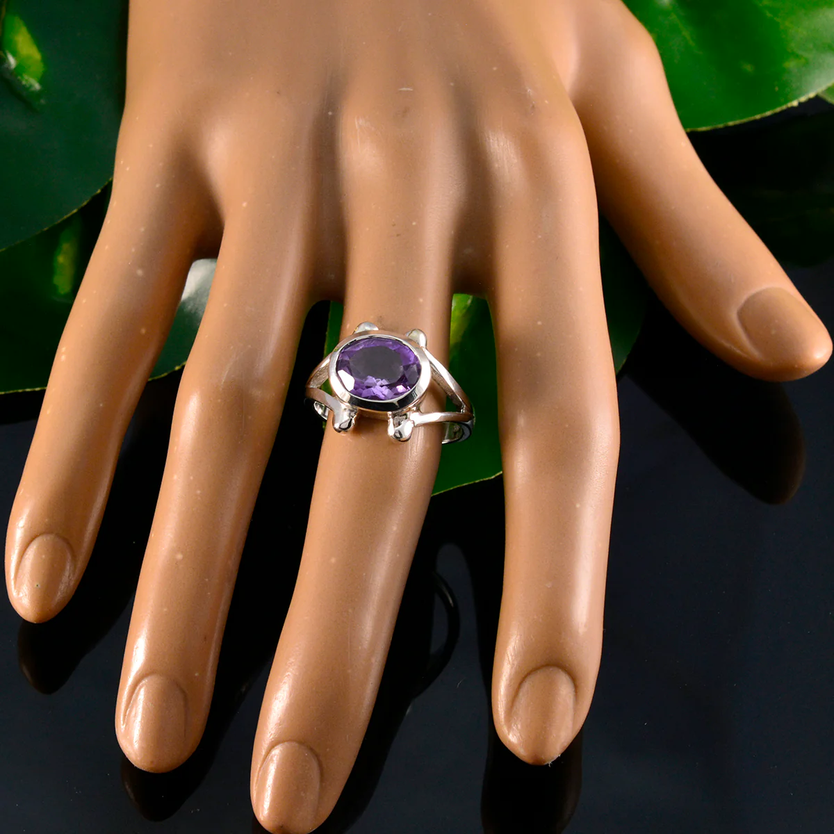 Amethyst Solitaire Egyptian 925 Sterling Silver Purple Gemstones Eye-catching valentine Ring Jewelry - Image 5