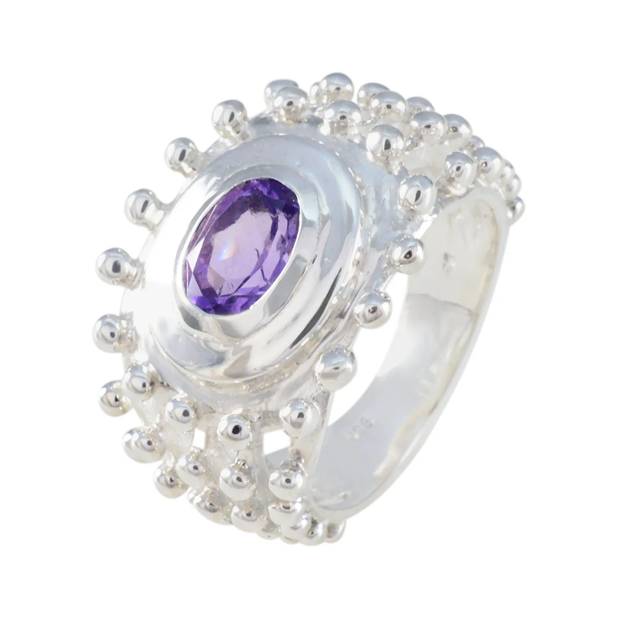 Amethyst Solitaire Egyptian 925 Sterling Silver Purple Gemstones Versatile Retro Ring Jewellery - Image 3