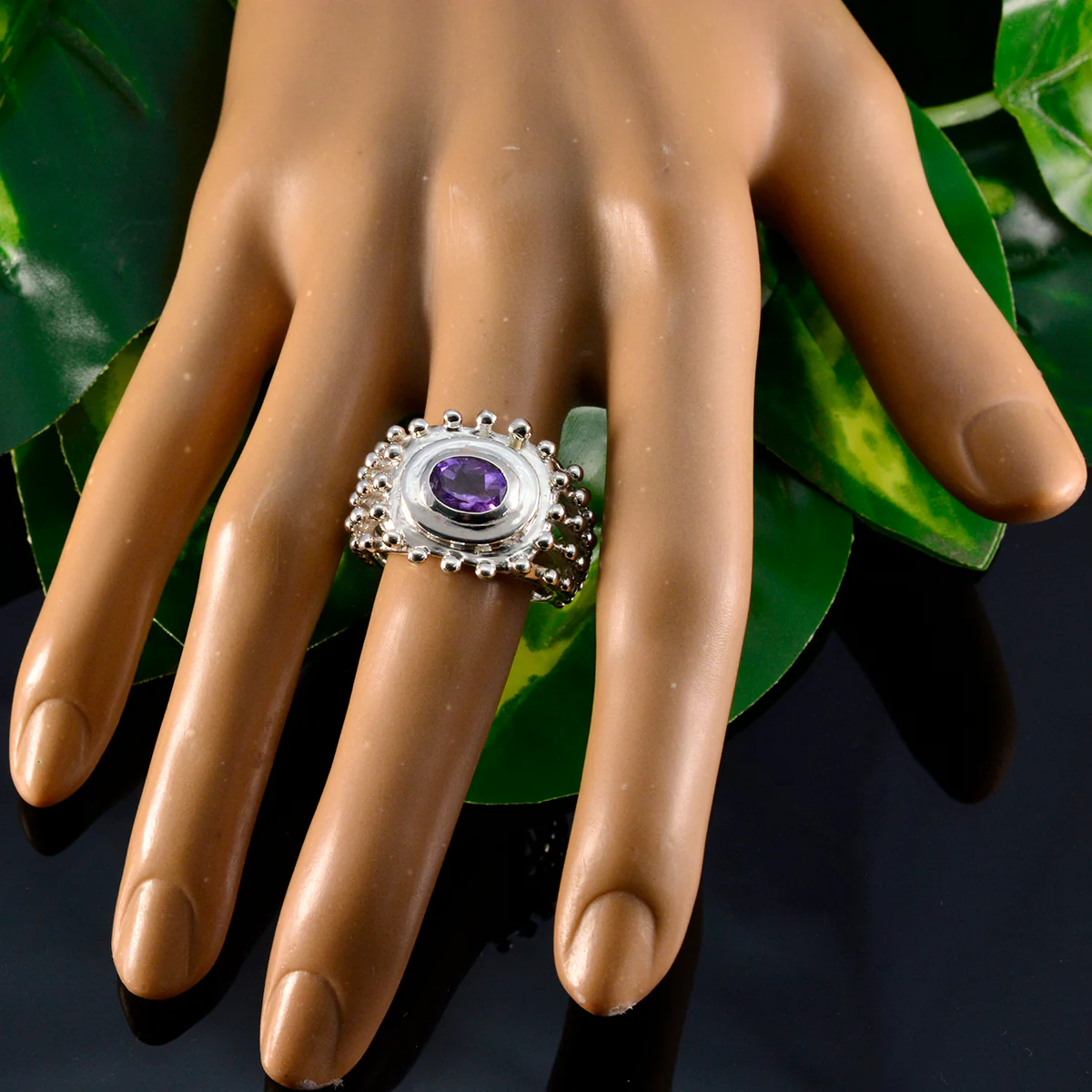 Amethyst Solitaire Egyptian 925 Sterling Silver Purple Gemstones Versatile Retro Ring Jewellery - Image 6