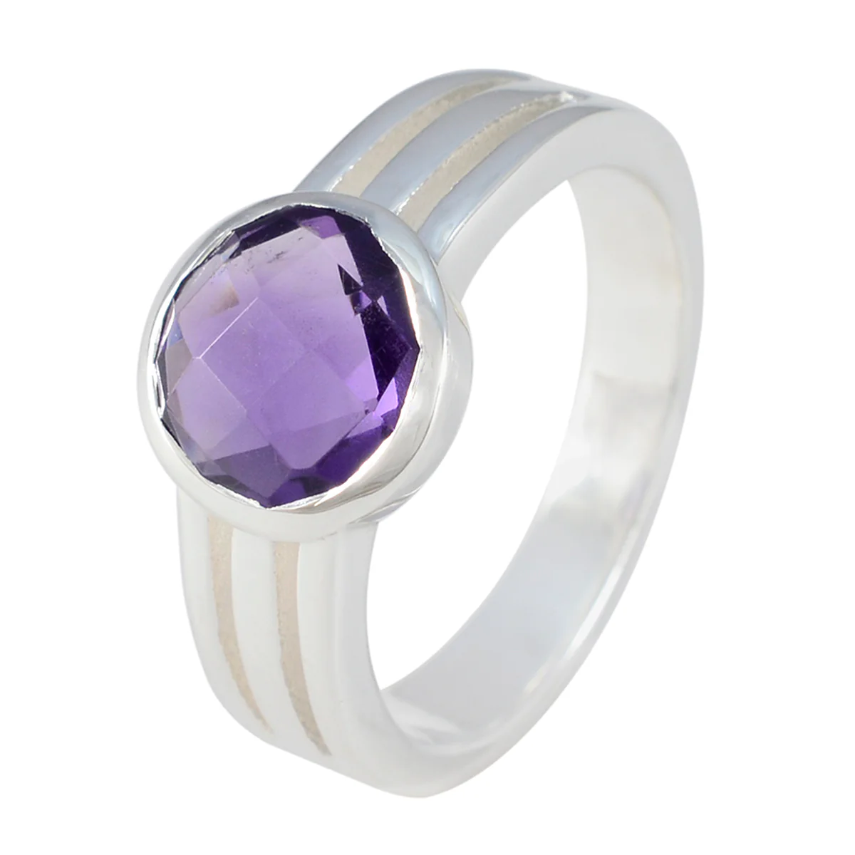 Amethyst Solitaire Egyptian Silver Purple Gems Tiny Glamorous Ring Jewellery - Image 2