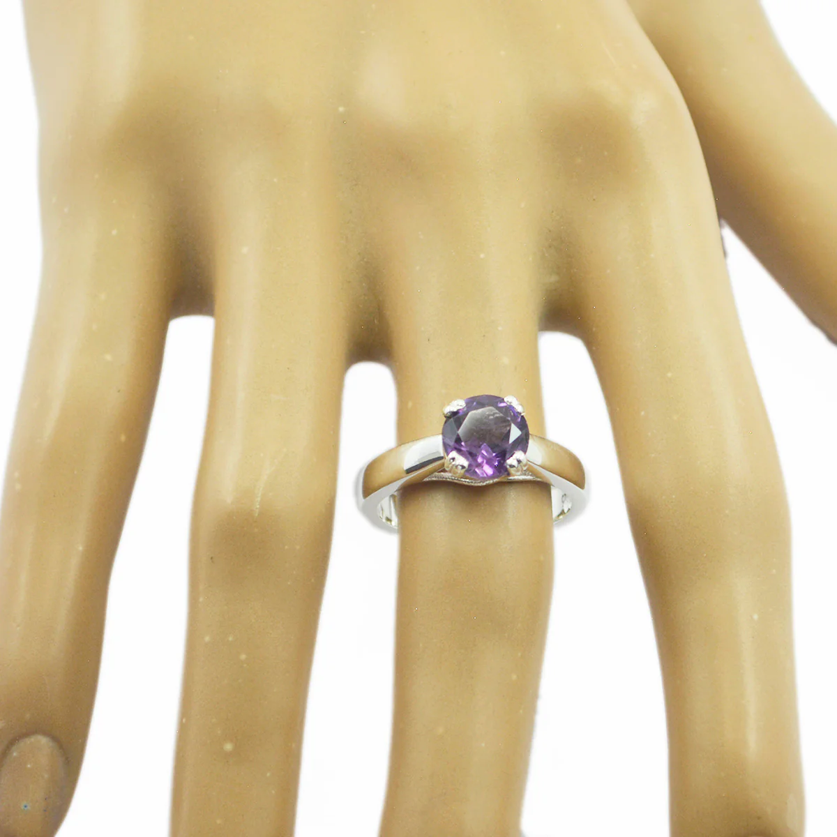 Amethyst Solitaire Egyptian Sterling Silver Purple Gems Slim Romantic Ring Jewellery - Image 3