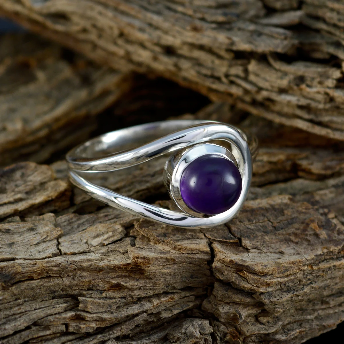 Amethyst Solitaire French Silver Purple Gemstones Slim Fairytale Ring Jewellery - Image 3