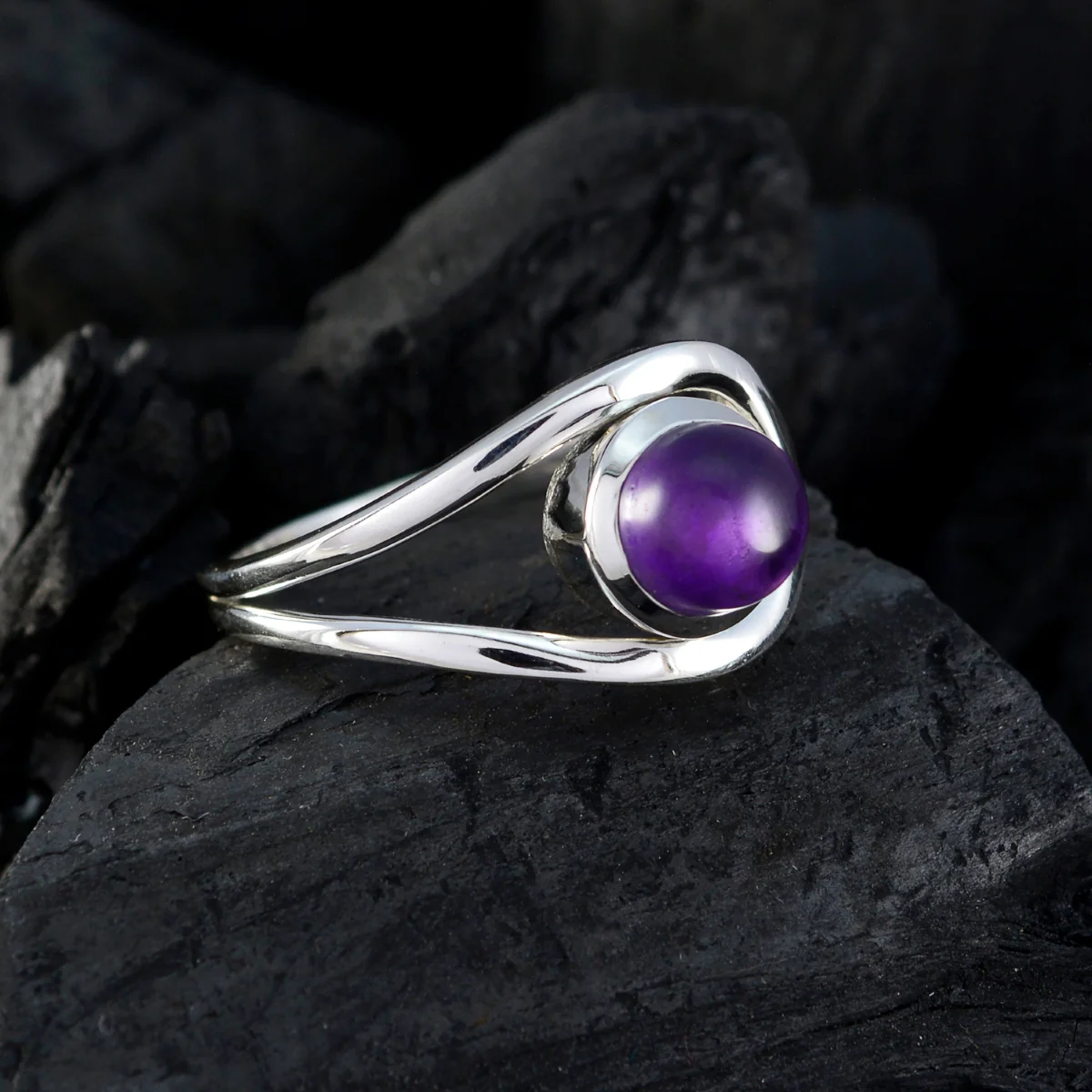 Amethyst Solitaire French Silver Purple Gemstones Slim Fairytale Ring Jewellery - Image 4