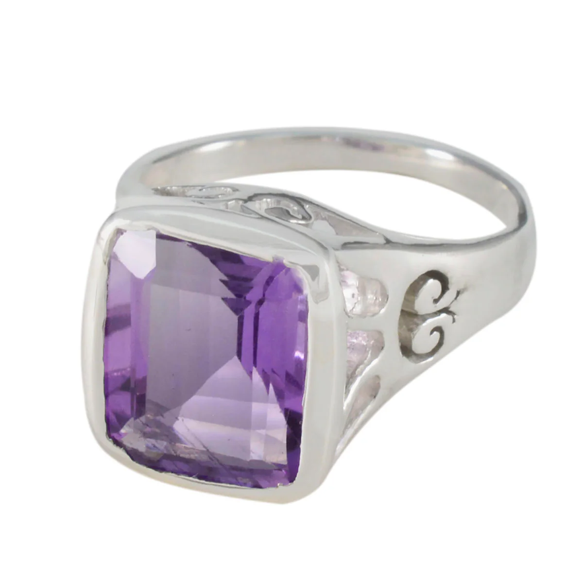 Amethyst Solitaire German 925 Sterling Silver Purple Gems Classic Glamorous Ring Jewellery
