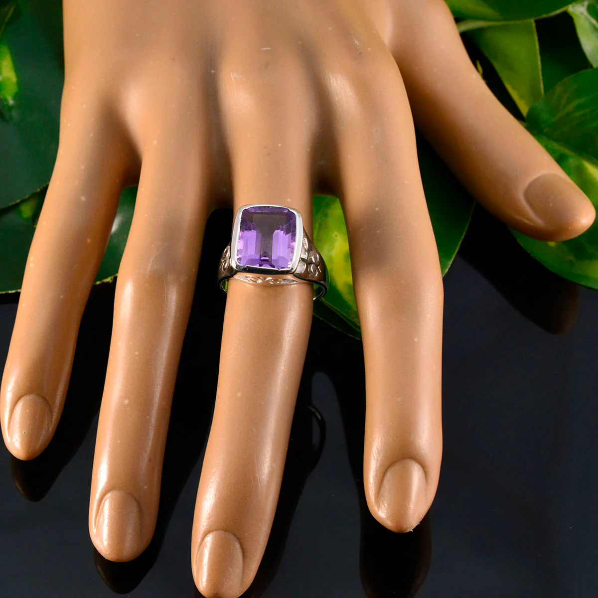 Amethyst Solitaire German 925 Sterling Silver Purple Gems Classic Glamorous Ring Jewellery - Image 5