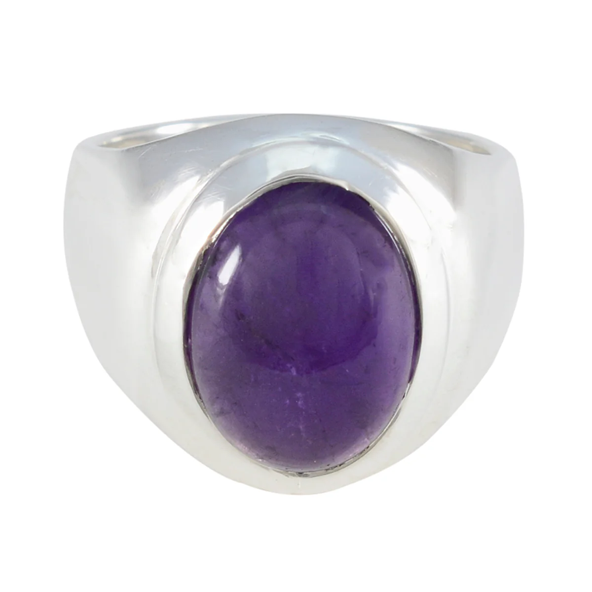Amethyst Solitaire Indian 925 Silver Purple Gems Essential Trendy Ring Jewelry