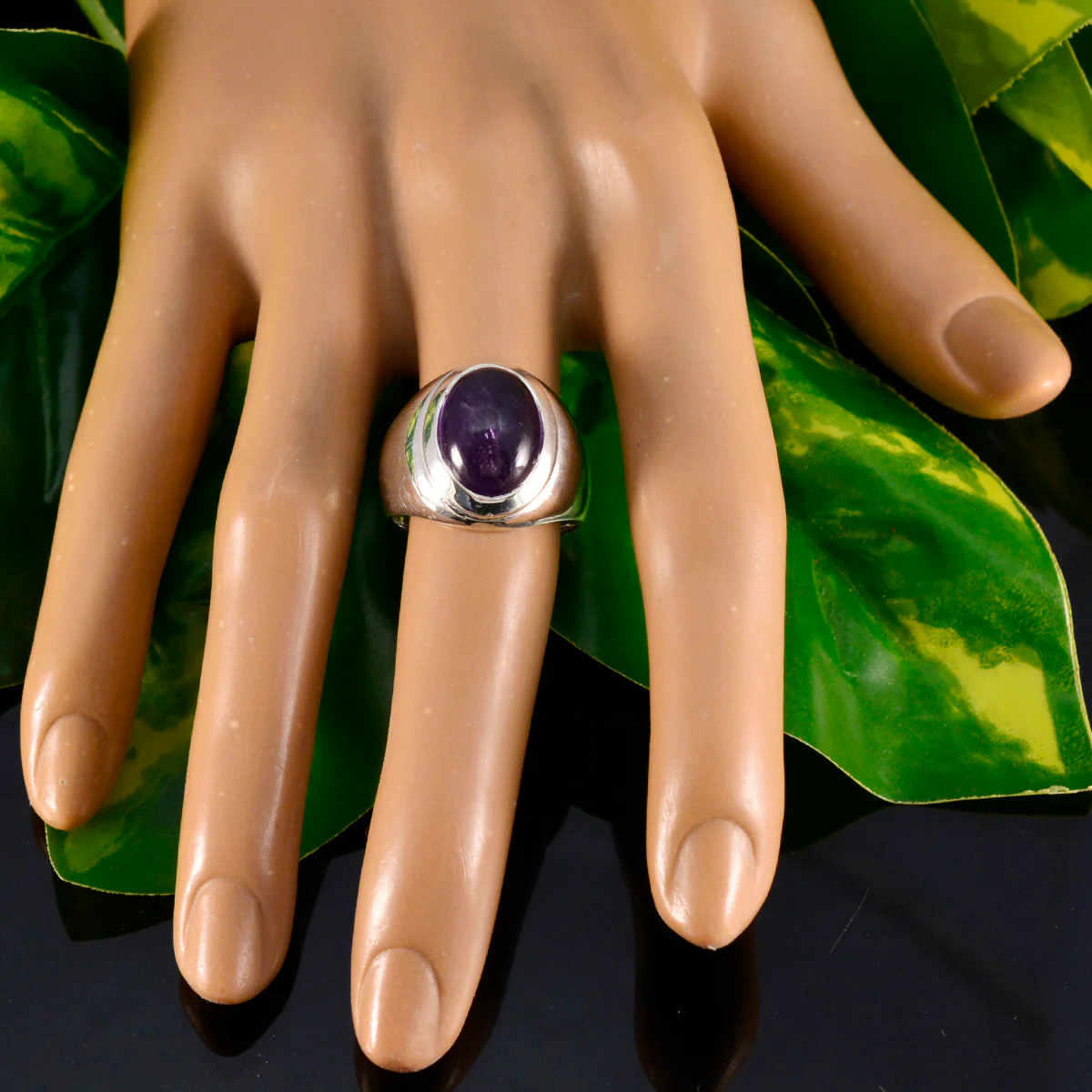 Amethyst Solitaire Indian 925 Silver Purple Gems Essential Trendy Ring Jewelry - Image 5