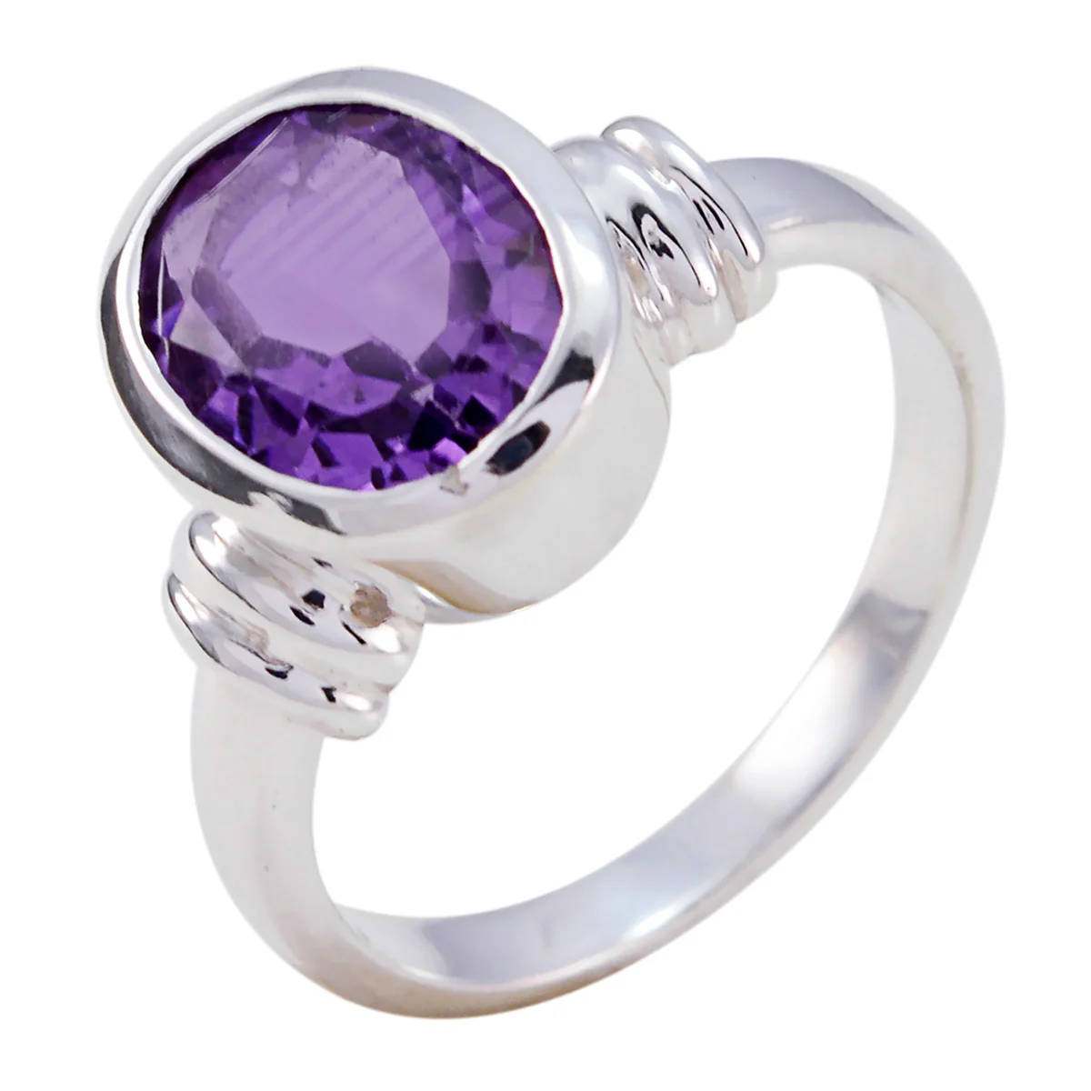 Amethyst Solitaire Indian 925 Sterling Silver Purple Gems Classic  Sophisticated Ring Jewellery - Image 2