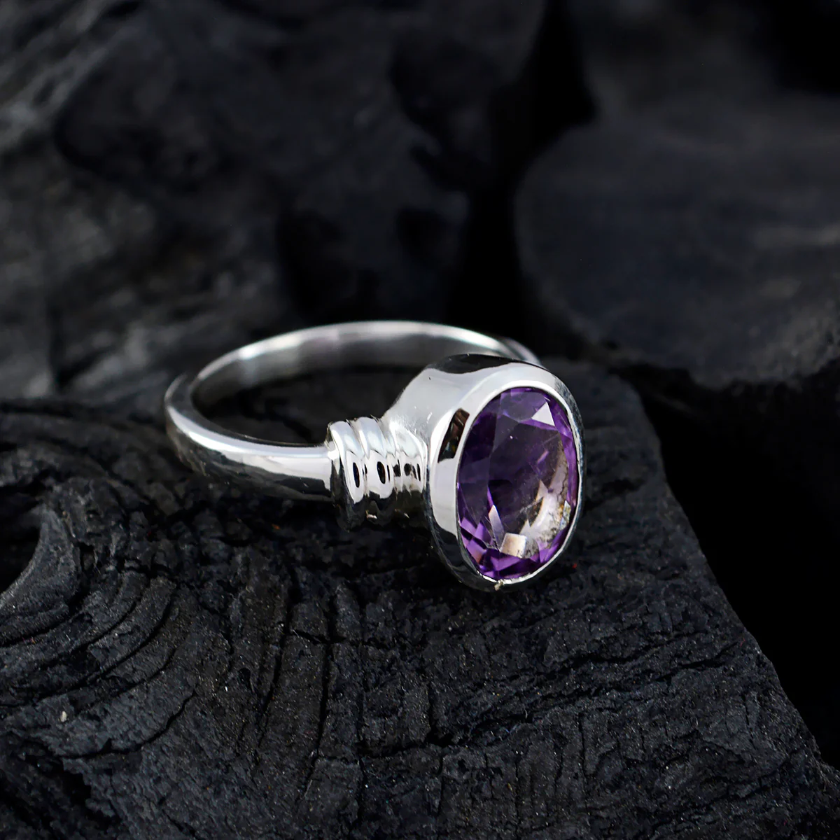 Amethyst Solitaire Indian 925 Sterling Silver Purple Gems Classic  Sophisticated Ring Jewellery - Image 5