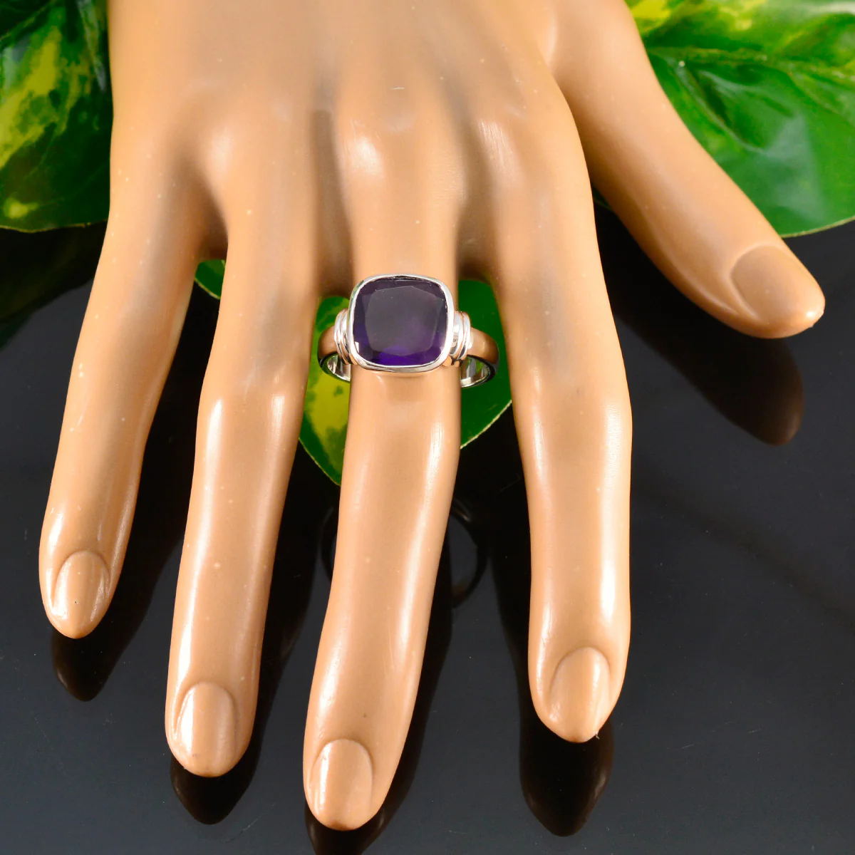 Amethyst Solitaire Indian 925 Sterling Silver Purple Gemstones Eye-catching Trendy Ring Jewellery - Image 5