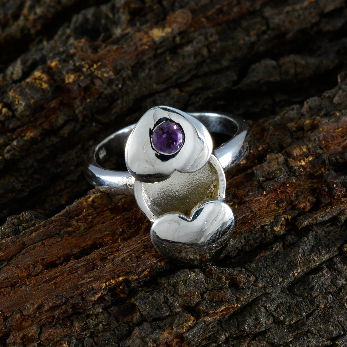 Amethyst Solitaire Indian Silver Purple Gemstones Minimal Feminine Ring Jewellery - Image 4