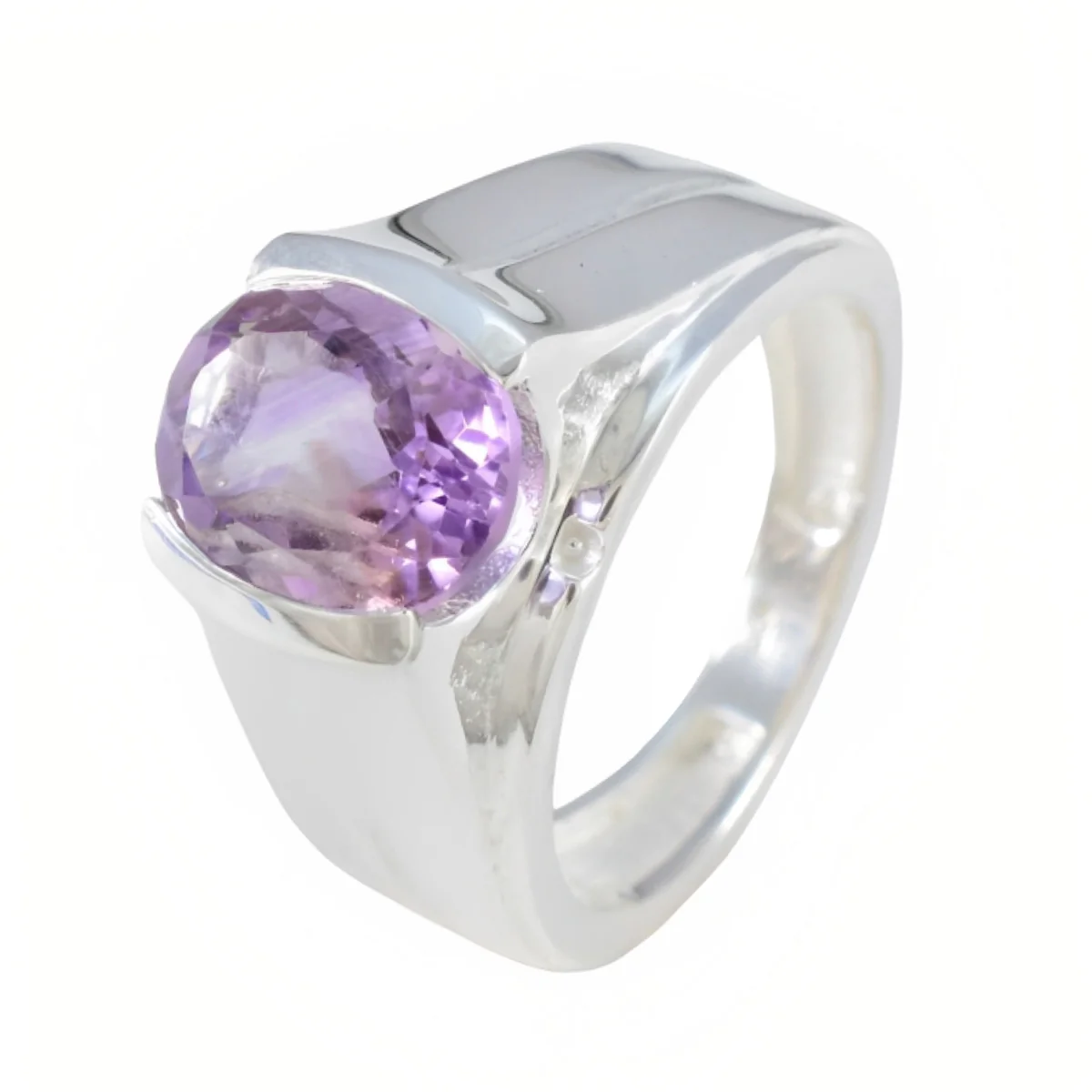 Amethyst Solitaire Indian Sterling Silver Purple Gemstones Versatile Cultural Ring Jewelry - Image 2
