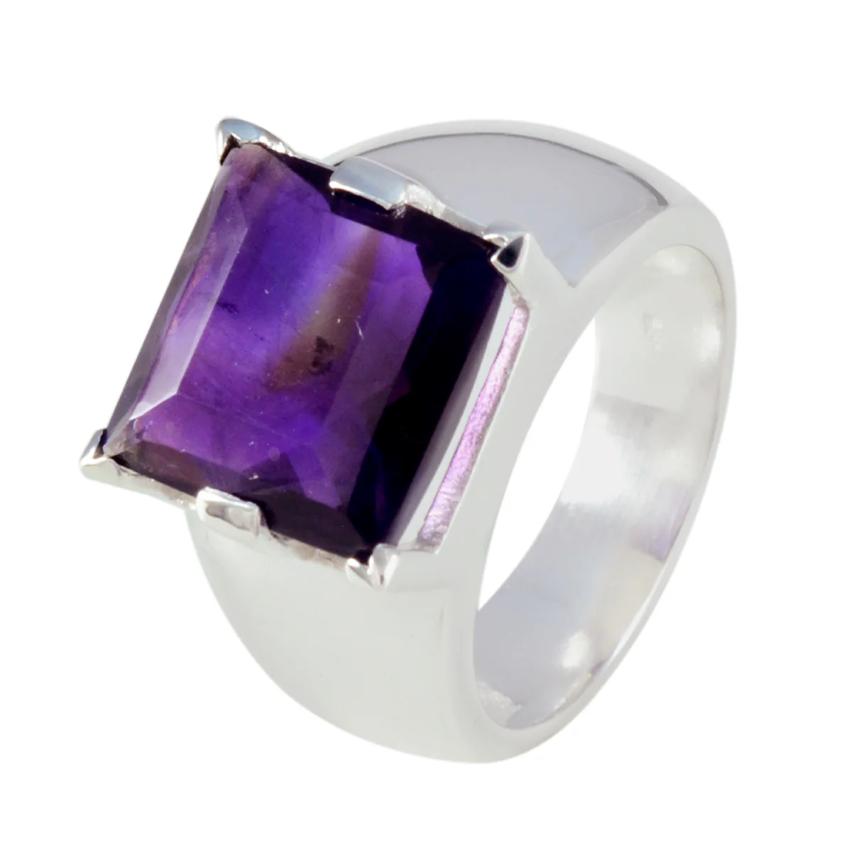 Amethyst Solitaire Italian 925 Silver Purple Gemstones Statement Retro Ring Jewelry - Image 2