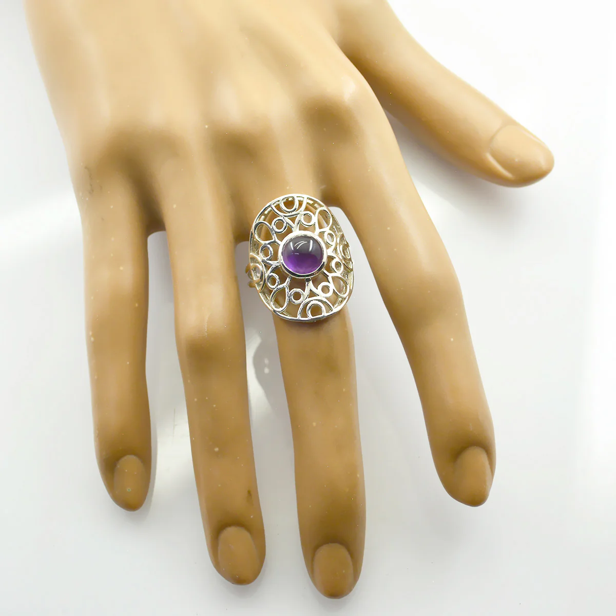 Amethyst Solitaire Italian Silver Purple Gemstones Minimal Filigree Ring Jewellery - Image 2