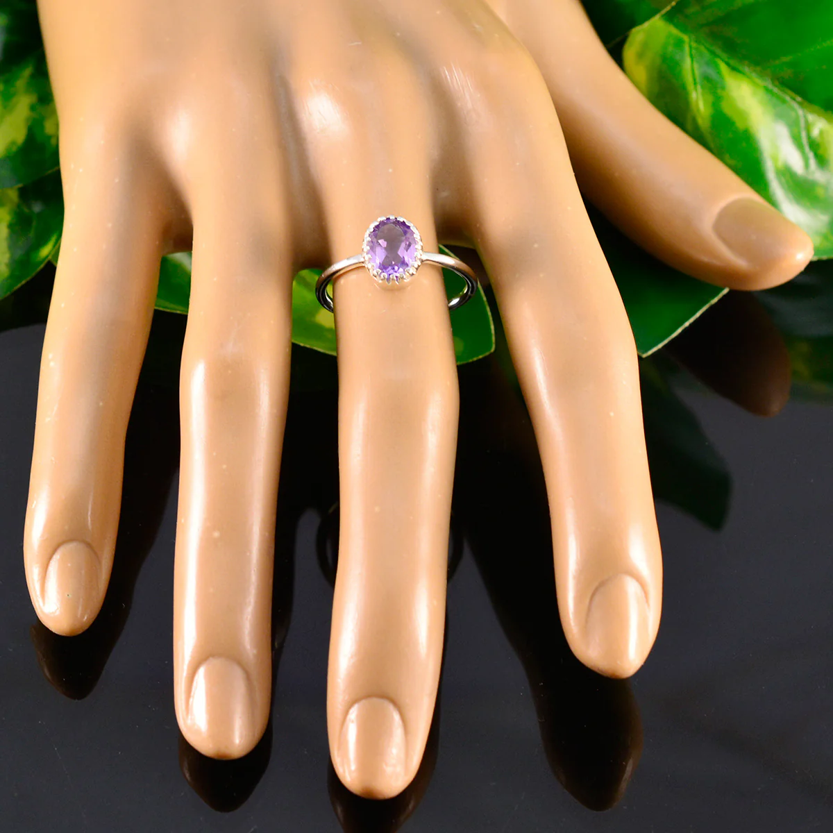 Amethyst Solitaire Japanese 925 Silver Purple Gems Delicate Fairytale Ring Jewellery - Image 5