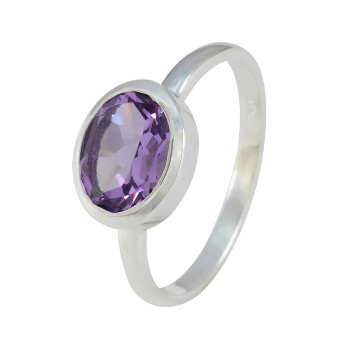 Amethyst Solitaire Japanese Silver Purple Gems Dainty Contemporary Ring Jewelry - Image 2