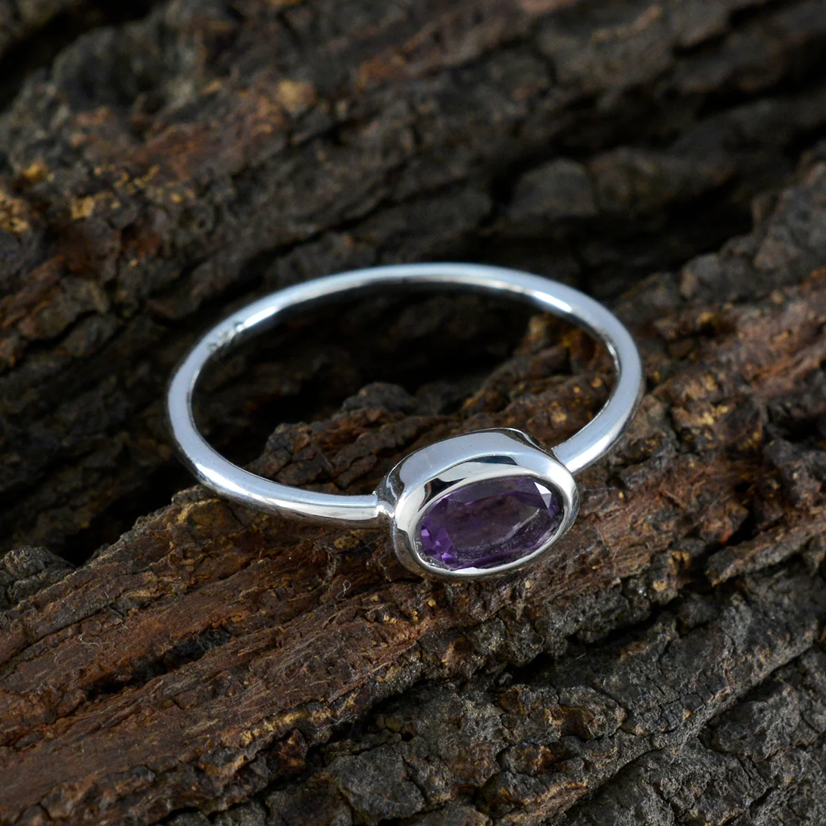 Amethyst Solitaire Japanese Silver Purple Gemstones Elegant Romantic Ring Jewelry - Image 3