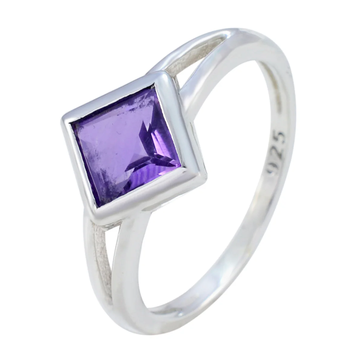 Amethyst Solitaire Korean 92.5 Silver Purple Gemstone Dainty Romantic Ring Jewelry - Image 2