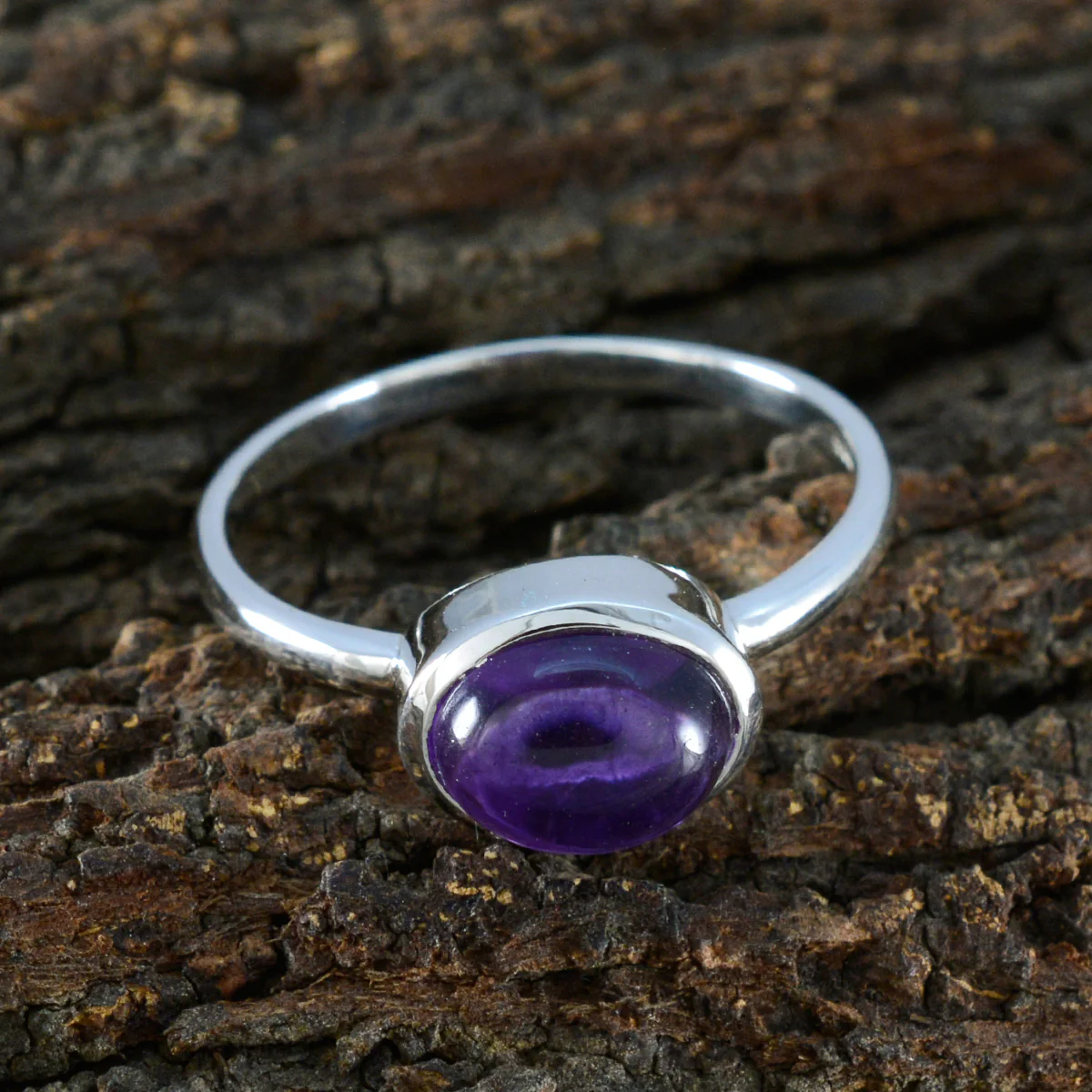 Amethyst Solitaire Korean 925 Sterling Silver Purple Gemstones Dainty Modern Ring Jewellery - Image 3