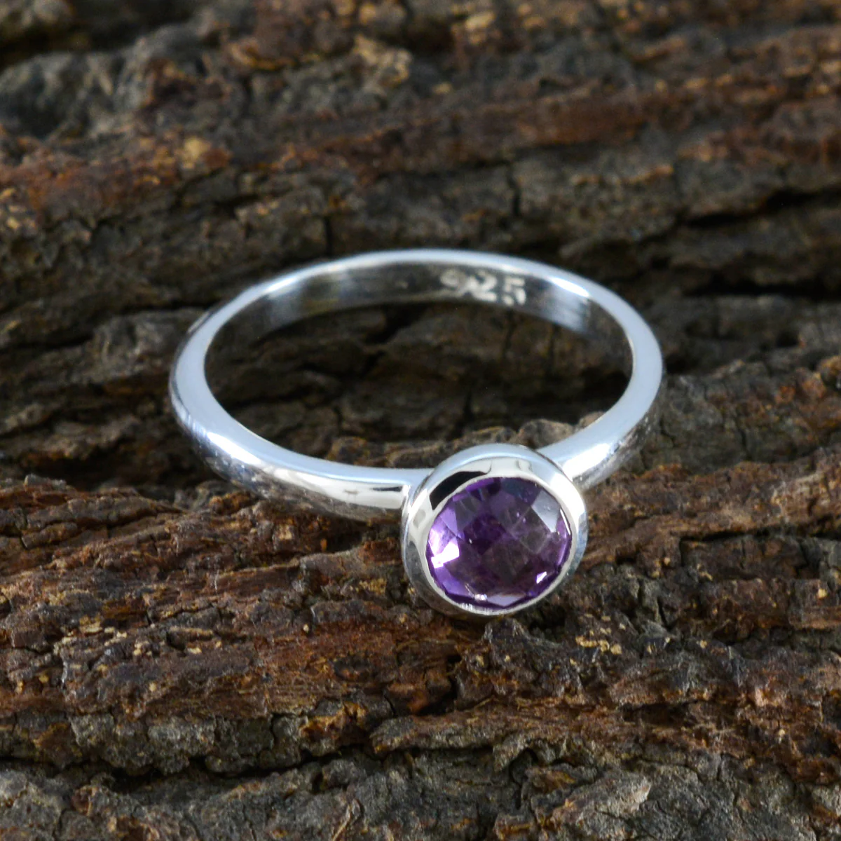 Amethyst Solitaire Korean Silver 925 Purple Gemstones Dainty Modern Ring Jewelry - Image 3