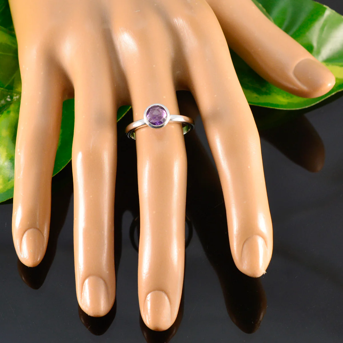 Amethyst Solitaire Korean Silver 925 Purple Gemstones Dainty Modern Ring Jewelry - Image 5