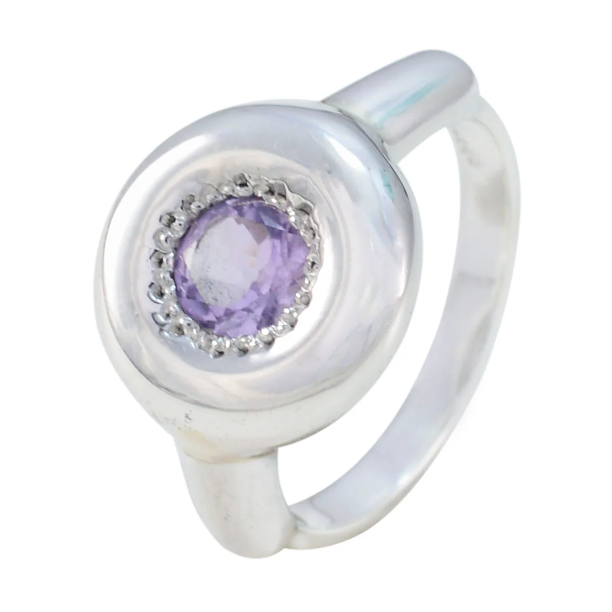 Amethyst Solitaire Korean Silver Purple Gemstones Whisper-thin Luxurious Ring Jewelry - Image 2
