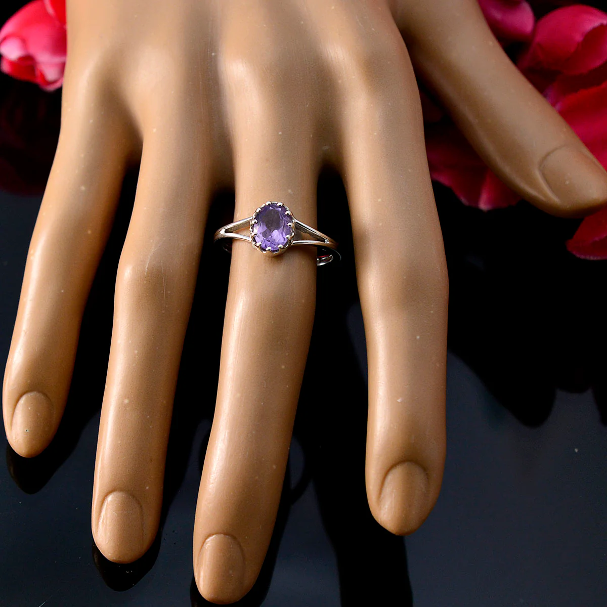 Amethyst Solitaire Korean Silvers 925 Purple Gemstones Dainty Modern Ring Jewelry - Image 5