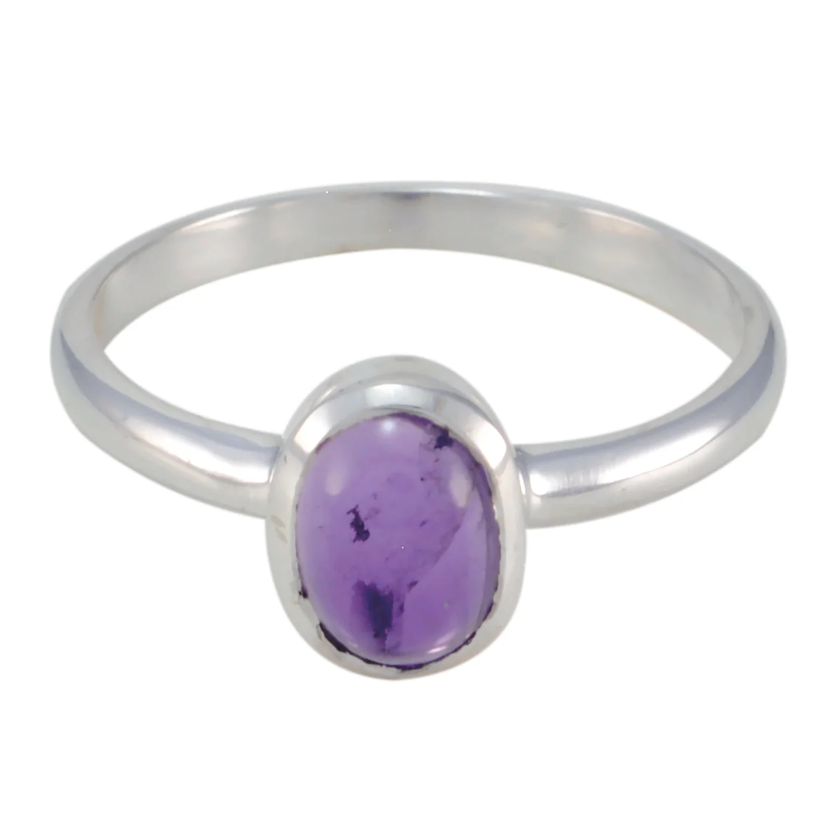 Amethyst Solitaire Korean Sterlings Silver Purple Gemstones Delicate Graceful Ring Jewellery - Image 3