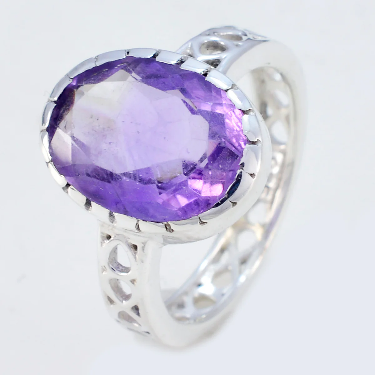 Amethyst Solitaire Mexican Sterling Silver Purple Gemstones Slim Filigree Ring Jewelry - Image 2