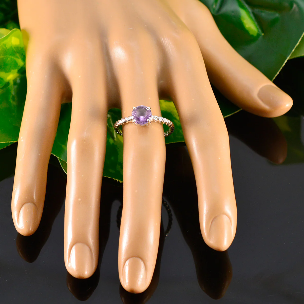 Amethyst Solitaire Moroccan 925 Silver Purple Gems Featherlight Feminine Ring Jewelry - Image 5
