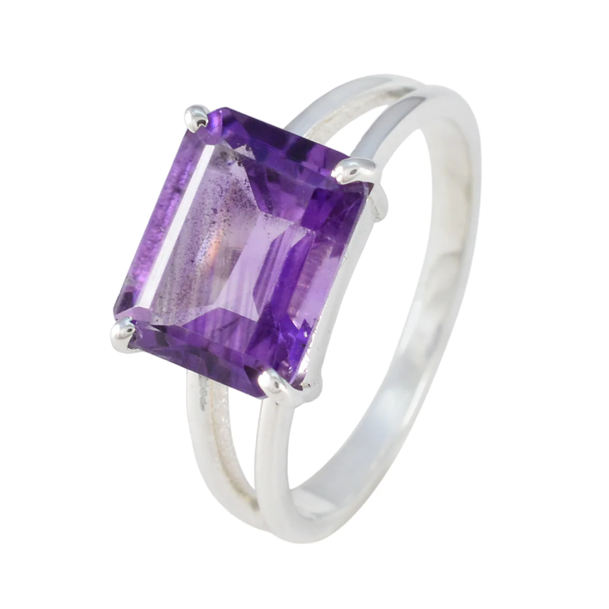 Amethyst Solitaire Moroccan 925 Silver Purple Gemstone Minimal Abstract Ring Jewellery - Image 2