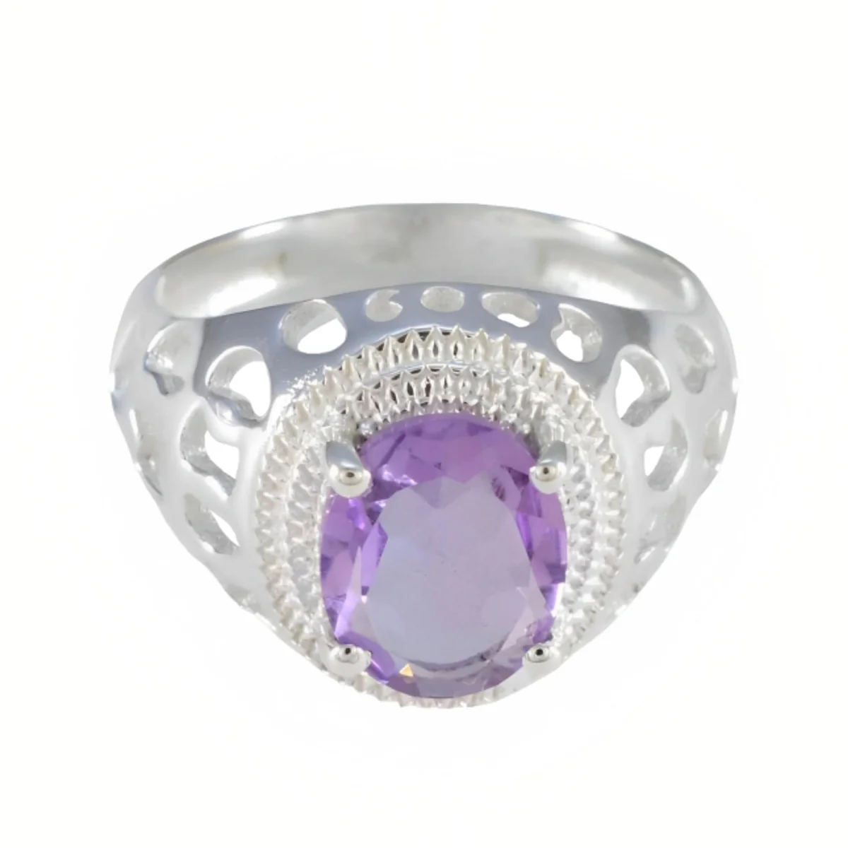 Amethyst Solitaire Moroccan 925 Sterling Silver Purple Gemstones Tiny Boho Ring Jewellery