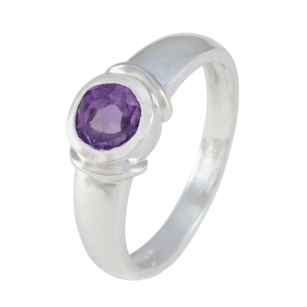 Amethyst Solitaire Moroccan Silver Purple Gemstone Featherlight Feminine Ring Jewelry - Image 2