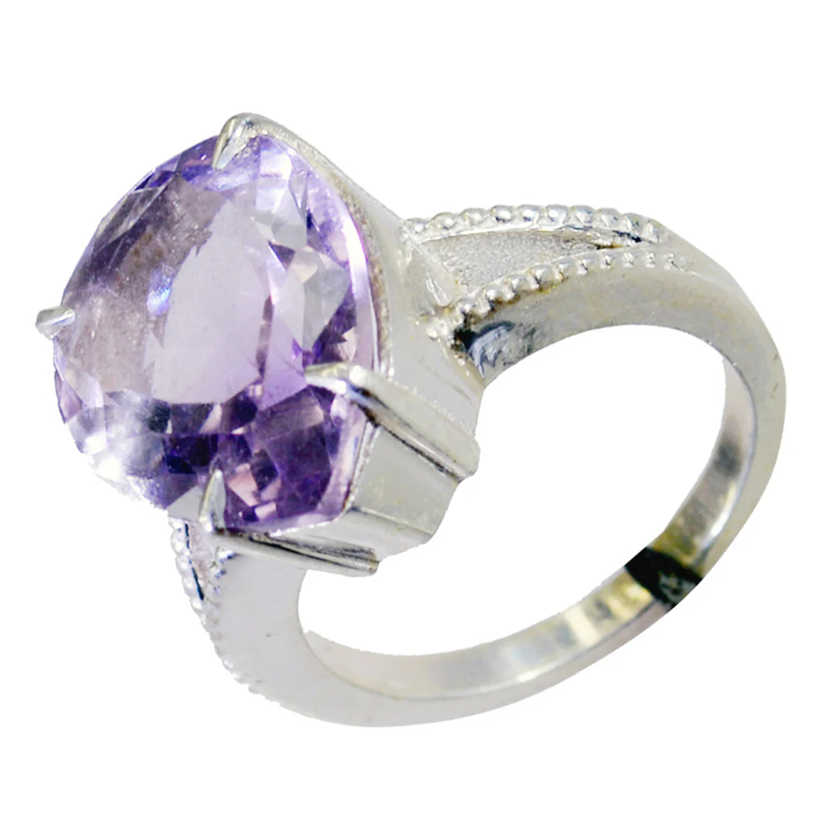 Amethyst Solitaire Moroccan Silver Purple Gemstone Versatile Romantic Ring Jewelry - Image 3