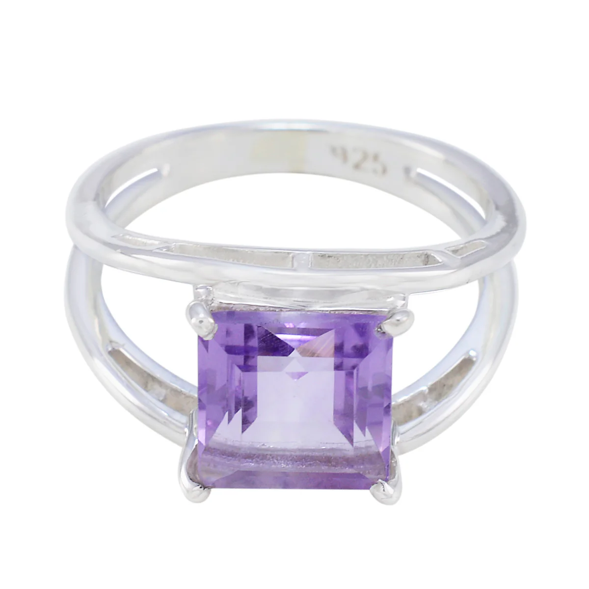 Amethyst Solitaire Russian 92.5 Silver Purple Gems Tiny Glamorous Ring Jewelry