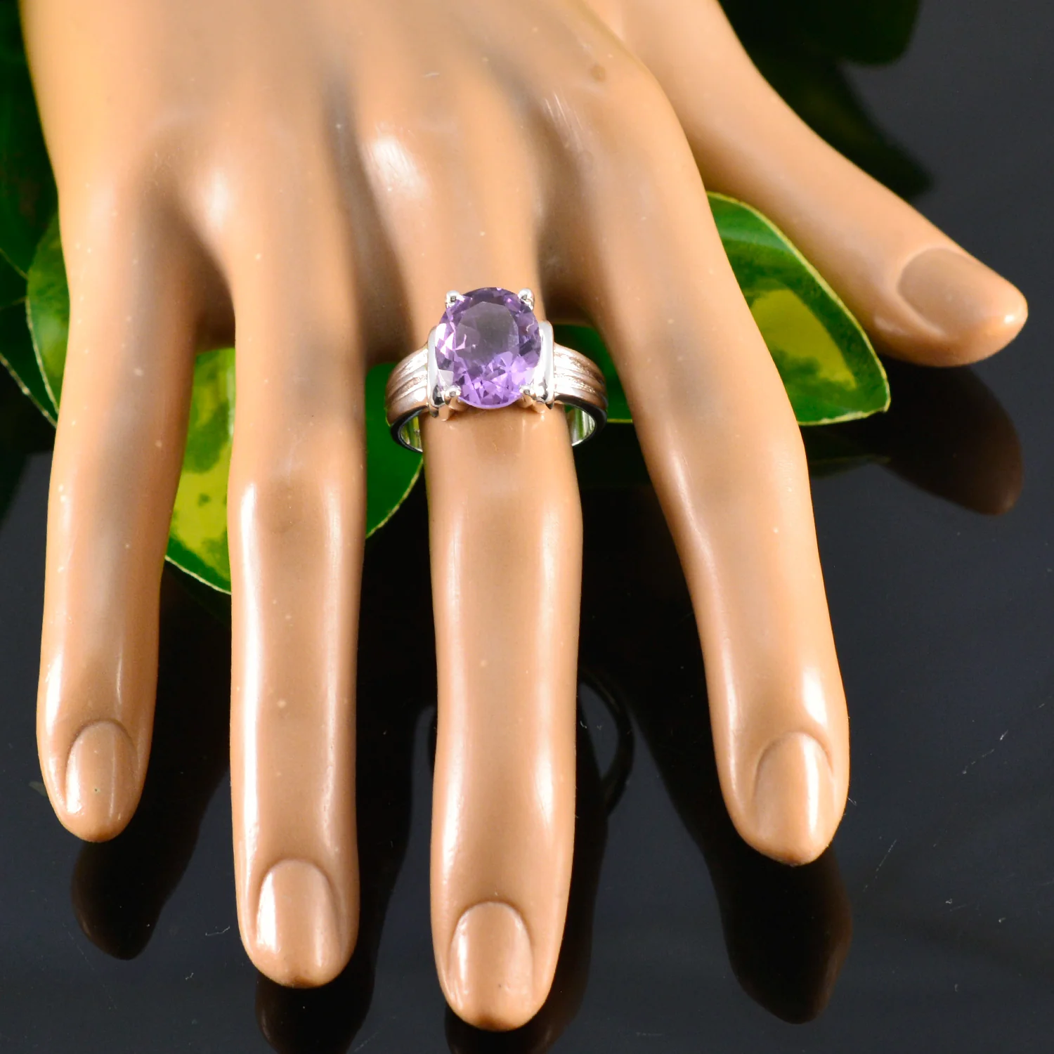 Amethyst Solitaire Russian Silver Purple Gemstones Minimal Modern Ring Jewellery - Image 5