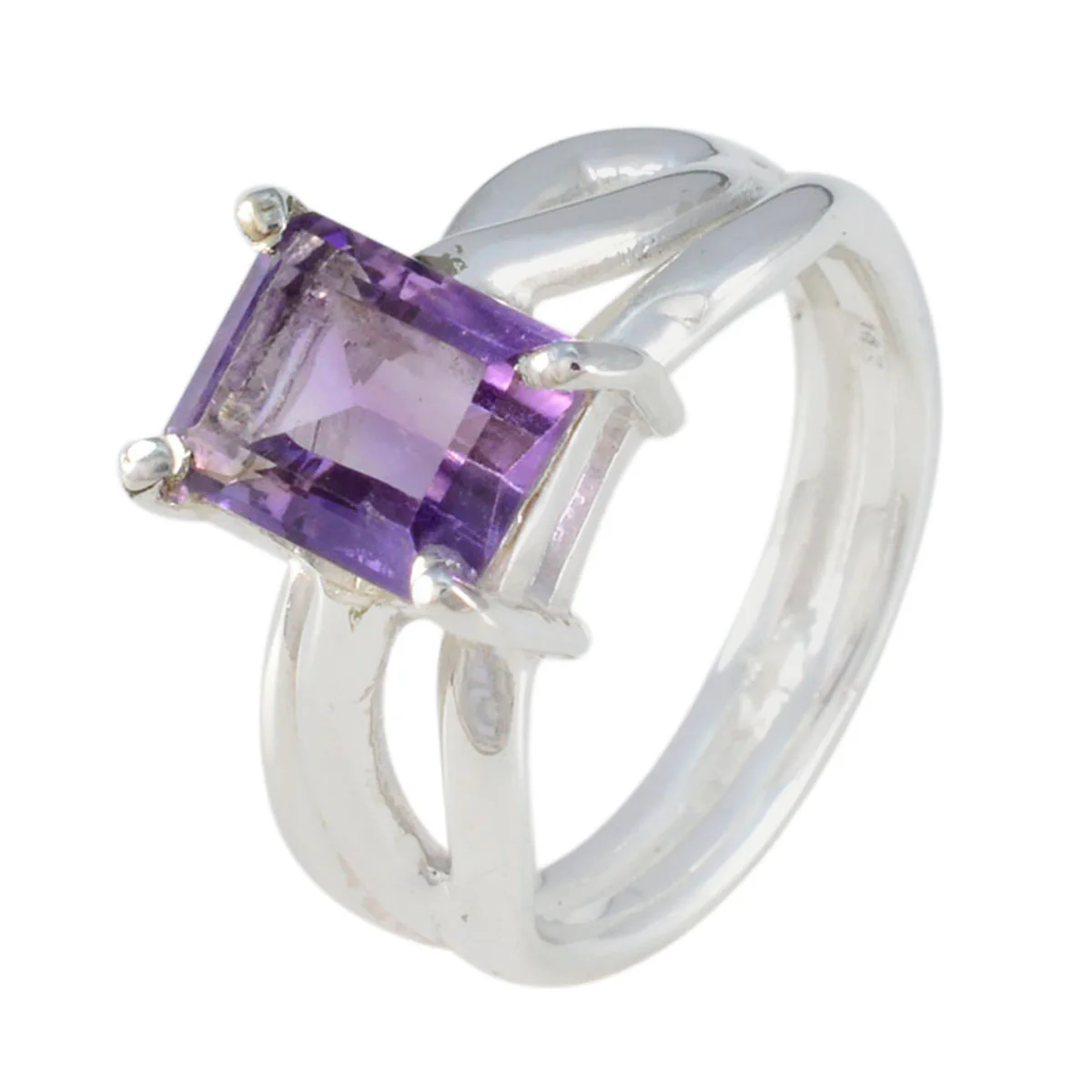 Amethyst Solitaire Russian Silver Purple Gemstones Minimal Romantic Ring Jewellery - Image 2