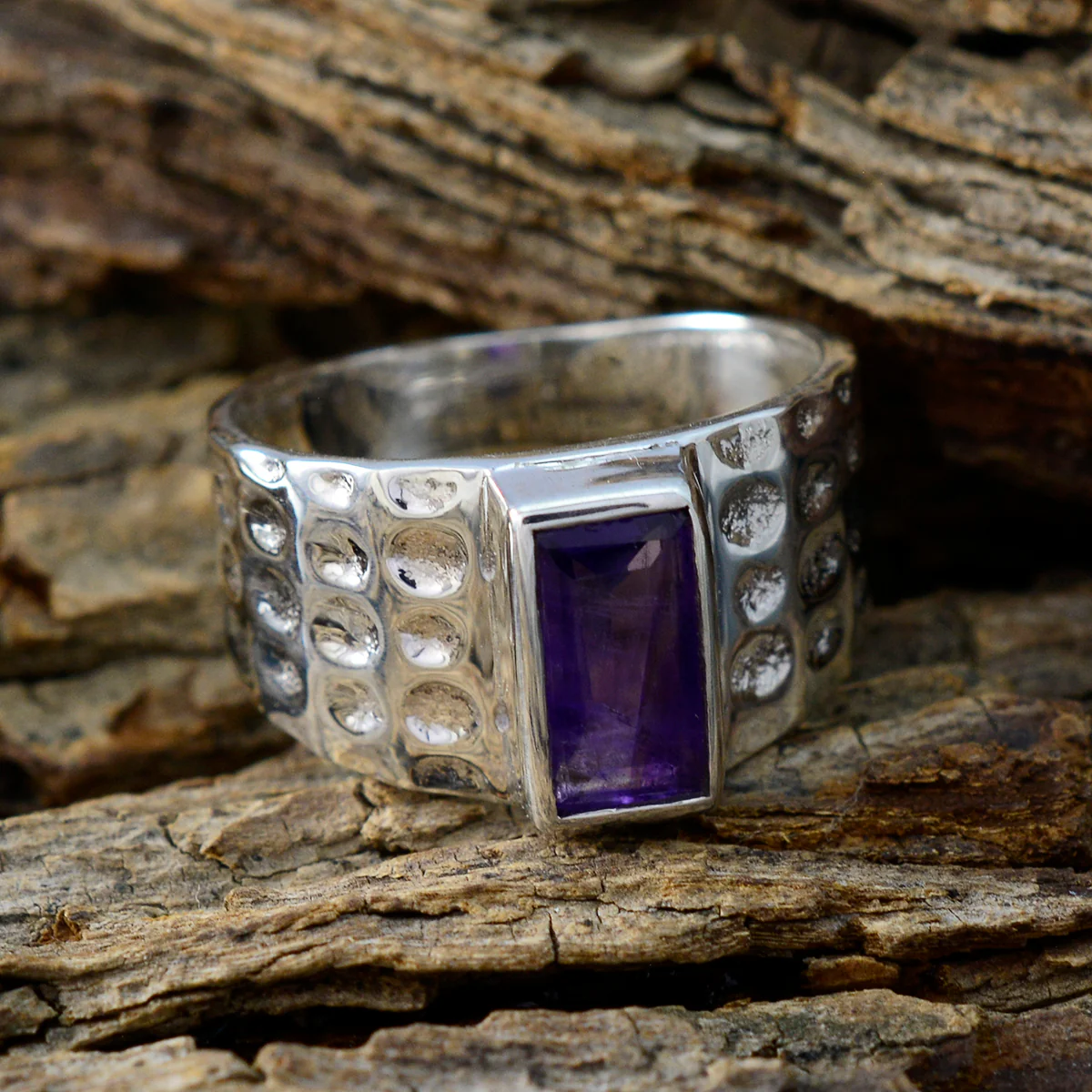 Amethyst Solitaire Russian Sterling Silver Purple Gems Mid-weight Signet Ring Jewellery - Image 3