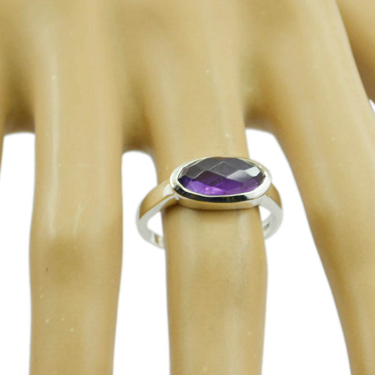 Amethyst Solitaire Turkish 925 Silver Purple Gemstones Dainty Abstract Ring Jewelry - Image 3