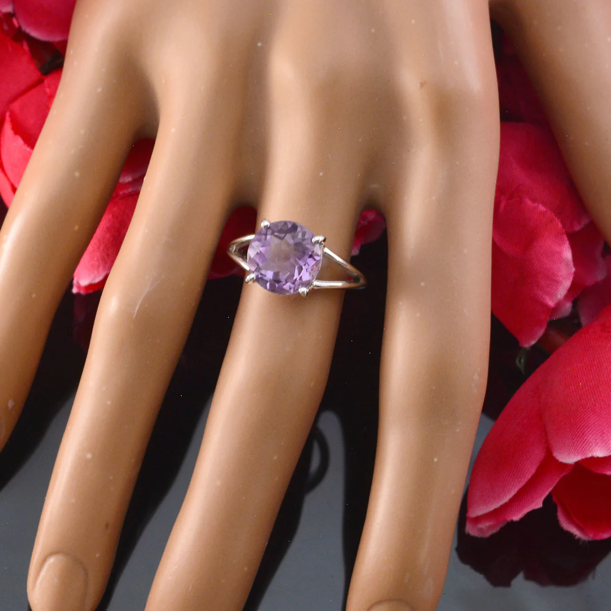 Amethyst Solitaire Turkish 925 Sterling Silver Purple Gemstones Whisper-thin Graceful Ring Jewellery - Image 5