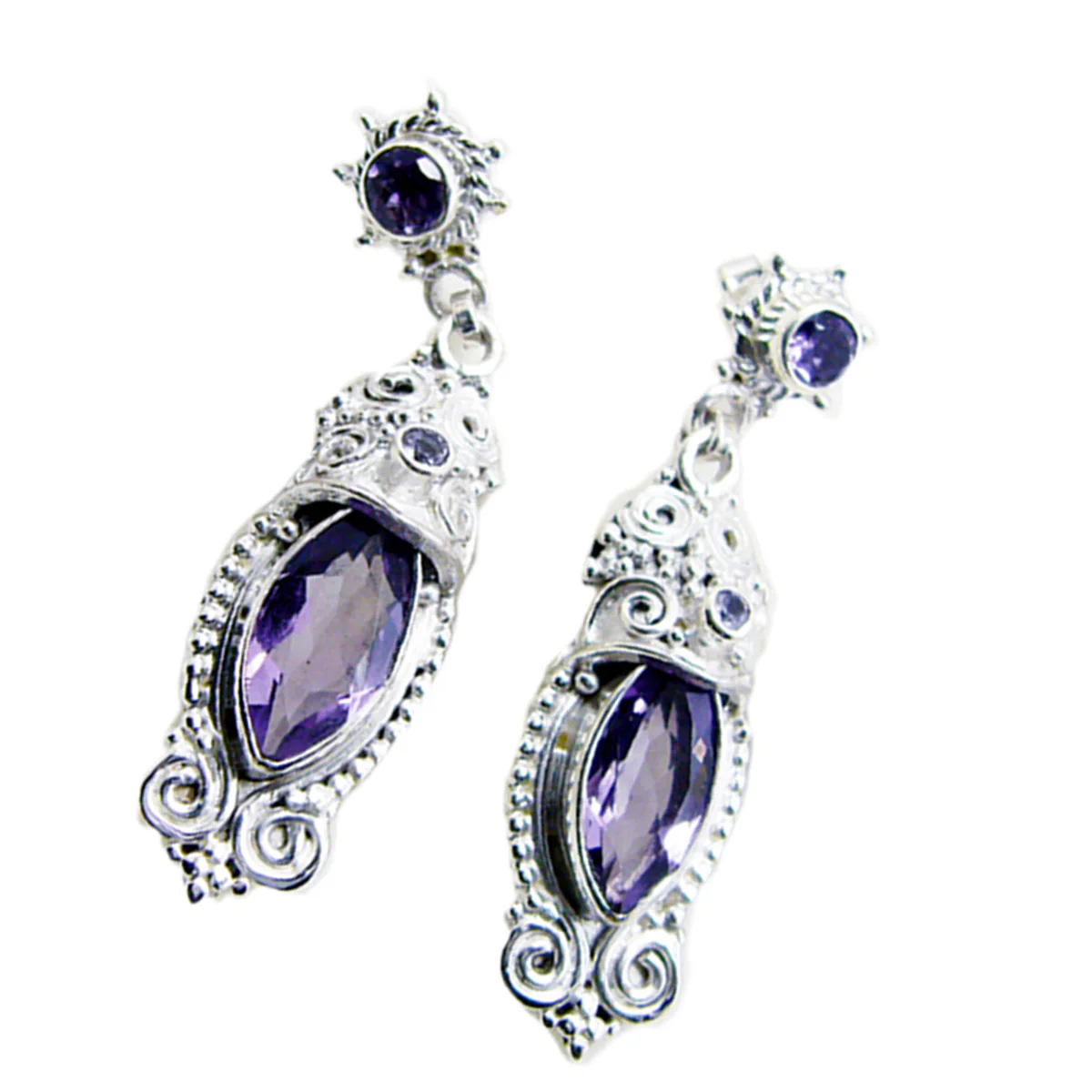 Amethyst Spanish Abigail multiple Stud Purple 92.5 Silver Earring - Image 2