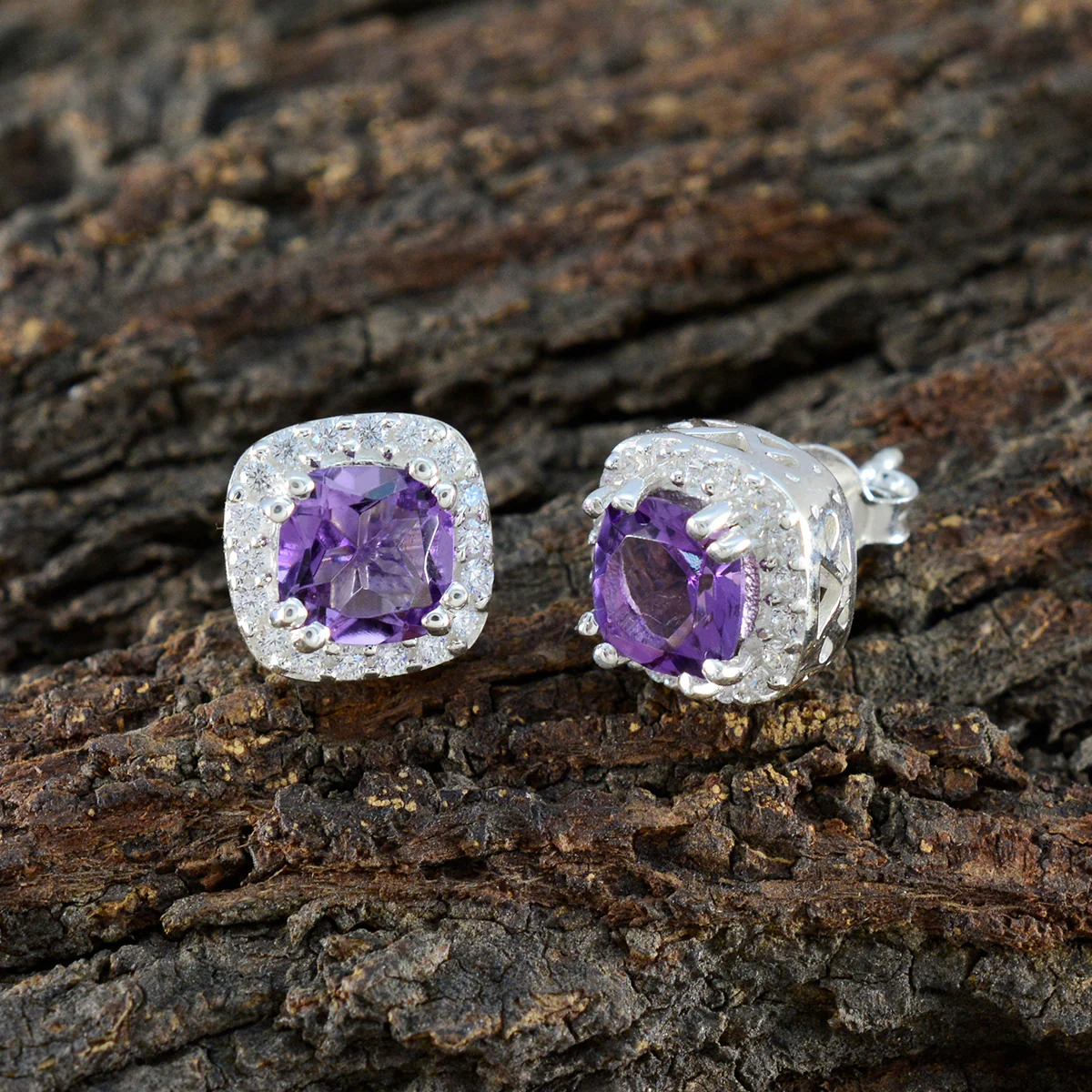 Amethyst Spanish Rebeca multiple Stud Purple Silver Earring - Image 3